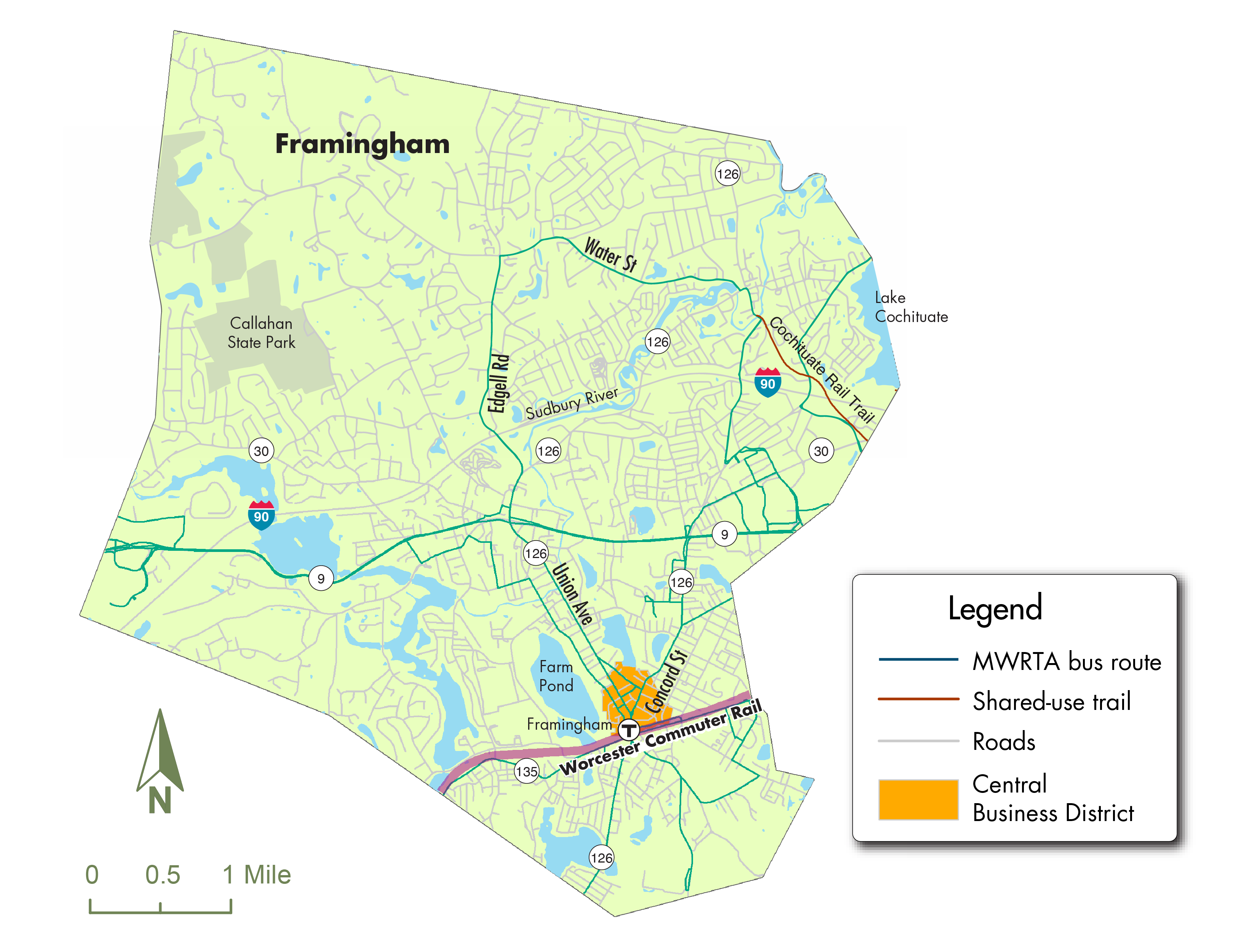 map of Framingham CBD